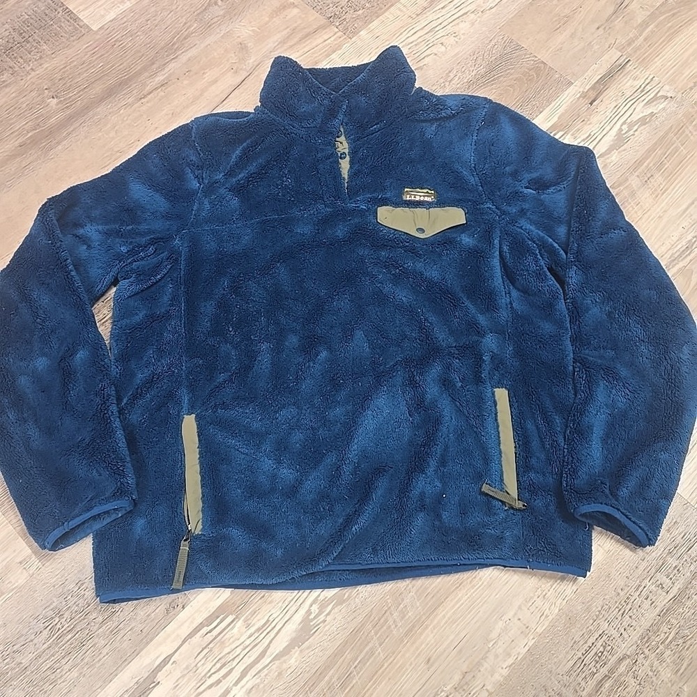 Vintage LL Bean Jacket Womens Size Large 4 Snap Fleece‎ Pullover Blue Hiking $80